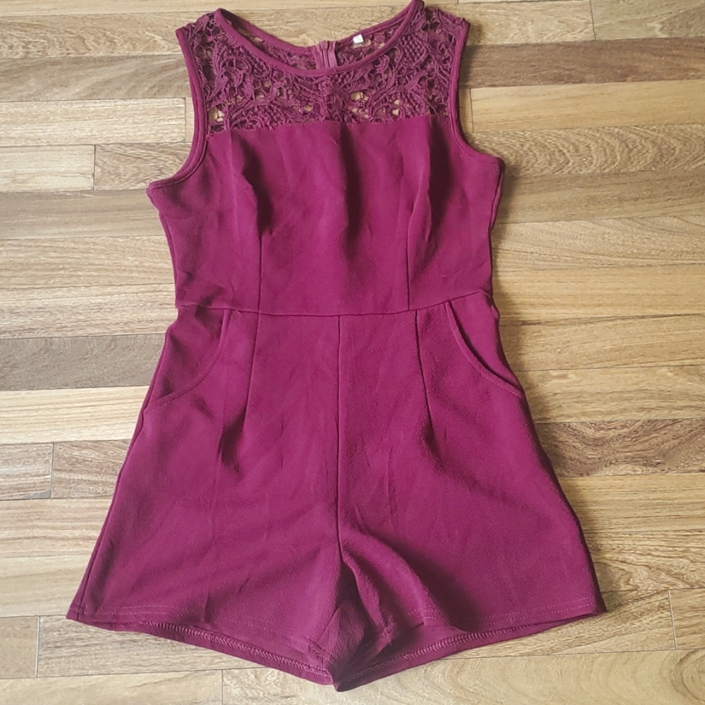 Lace topped romper